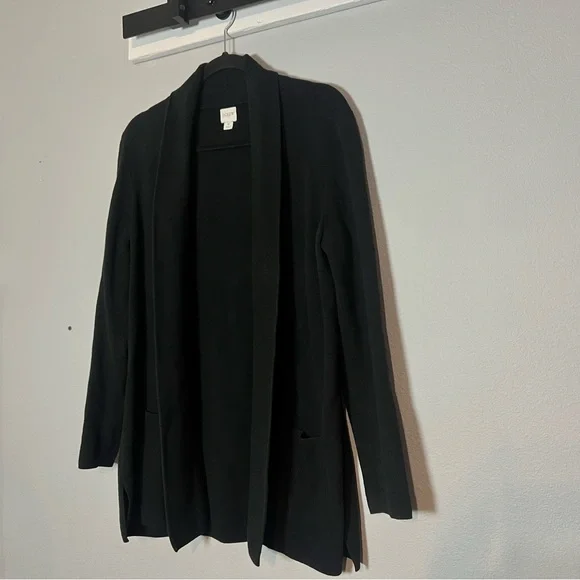 J. Crew Chelsea Sweater Blazer Black Size Medium Cotton Open Cardigan Long - Picture 3 of 10